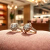 Showcase of luxury rings on velvet highlighting unique designs and craftsmanship.