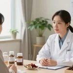Consultation at 영통한의원, showcasing Korean medicine in a welcoming clinic.