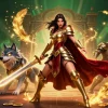 Engage in thrilling battles at Hitclub, featuring a warrior queen and her glowing wolf companion.