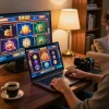 Player enjoying a dynamic session on slot88 at home with vibrant game graphics on screen.