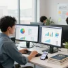 SEO specialist analyzing data in a modern office, showcasing the Best SEO Company NYC.