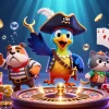 Experience the excitement of Go88 with pirate-themed characters and vibrant casino elements in a dazzling scene.