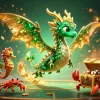 Experience thrilling slot action with a vibrant sea dragon and treasure elements in this dynamic casino scene.
