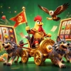 Scopri i nuovi casino non AAMS emozionanti con rulli di slot che girano e elementi dorati in una scena vivace.