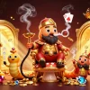 Illustration spectaculaire représentant un avis de casino en ligne, avec des éléments de jeu et des personnages fantastiques.