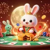 Celebrate with the 79king moon rabbit as poker chips reveal fortunes in this vibrant casino scene.