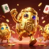 Jouez aux casinos en ligne avec un golem doré entouré de jeux et lanternes fascinantes.
