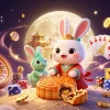 Engage with 303vip link alternatif through an immersive, vibrant casino scene featuring a moon rabbit and dynamic gambling elements.