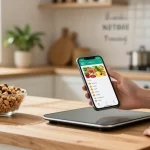 Best calorie tracker app shown in use with fresh ingredients, highlighting personalized nutrition insights and healthy living.