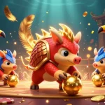 M88 link alternatif showcases two pangolins in a vibrant casino game scene, depicting high-stakes action with gold coins and poker chips.