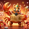 Experience thrilling wins at mahjong slot with a vibrant illustration showcasing an emperor crab and treasure.