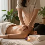 야탑출장안마 세션 중 마사지 치료사가 고객에게 진정한 휴식을 제공하는 모습