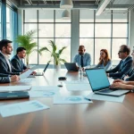 Discussing Federal and State contracts and grants in a bright, modern office environment.