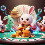 Engage with Jai club as the moon rabbit reveals poker chips in a dazzling casino scene.