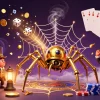 Capturando la emoción en las casas de apuestas online España, este diseño muestra una araña dorada y elementos de juego cautivadores.