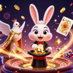 Experience the excitement of bigpot88 agen terpercaya with a thrilling casino scene featuring a magician, dove, and monkey!