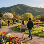 Visitors enjoying the colorful blooms at https://www.thecapayvalleygardentour.com during the spring garden tour.