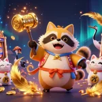 Engage with SURYA88 through a vibrant, animated casino scene featuring lucky characters and dynamic slots.