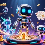 Engage with rtp spaceman88 and experience neon-bright casino excitement in a 3D illustration.