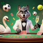 Engage with Rongbach kim strategies at a vibrant baccarat table with lively characters and casino elements.